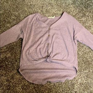 purple ribbed sweater top